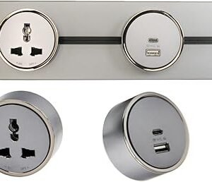 Home Levin Germany 50cm Power Track | 2 Universal Sockets + USB-A & USB-C | 8000W Rail